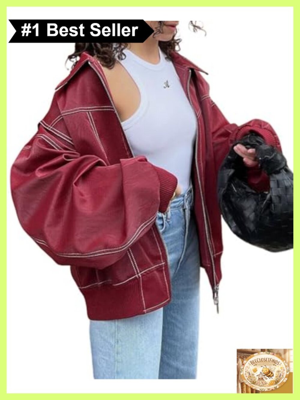 Faux Leather Jacket Oversized Moto Biker Zip Up Winter Coat